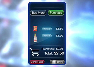 On-screen cart snack vending machine